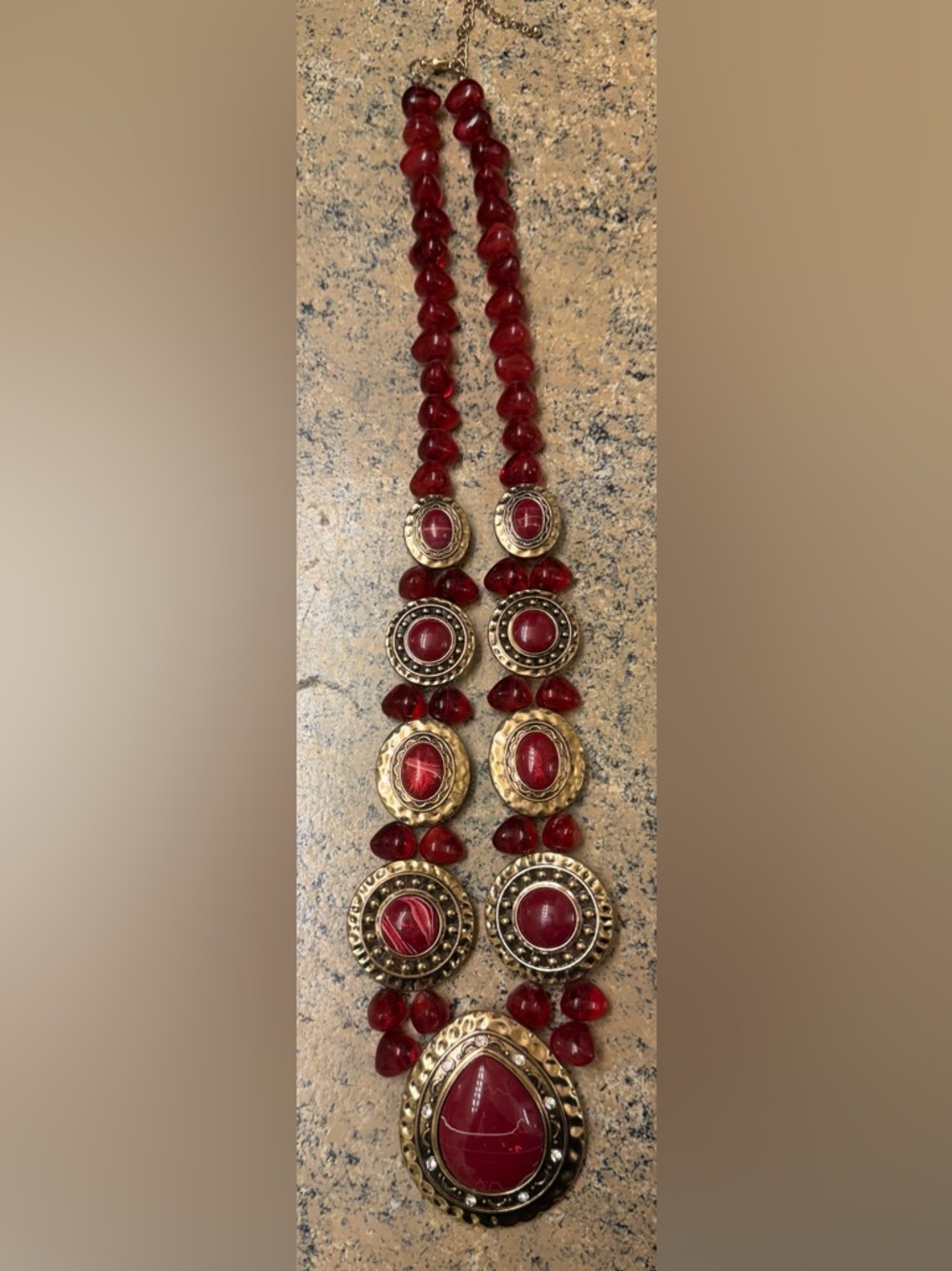 Mixed Media Long Statement Necklace